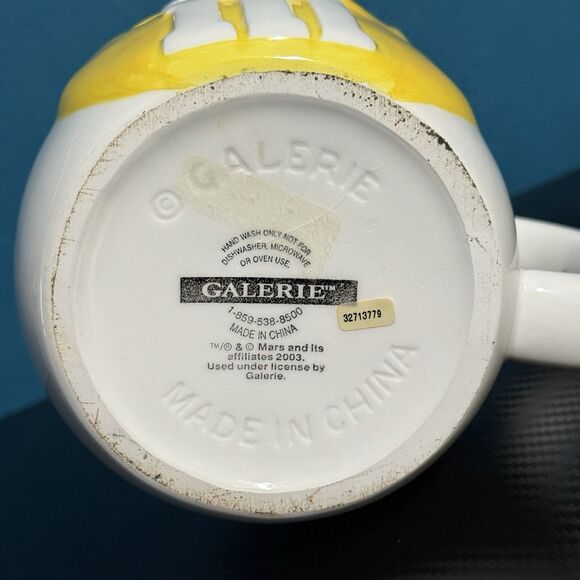 M&M's Large Yellow Coffee Cup Mug w/ Yellow Bow by Galerie - Vintage 2003 - Picture 7 of 8